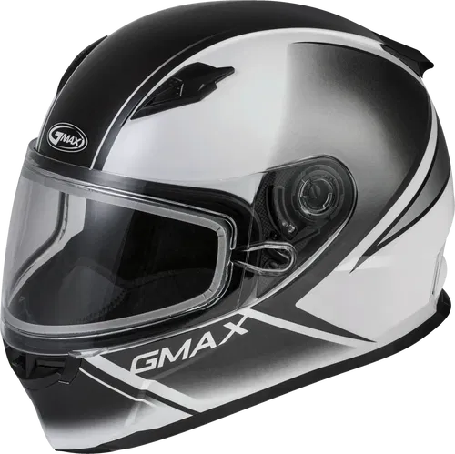 GMAX FF-49S Full-Face Dual Lens Shield Snow Helmet (White/Black, Large)