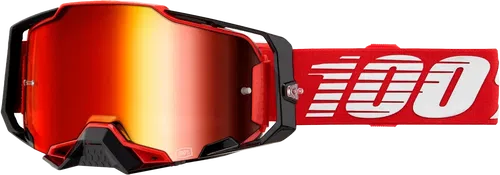 100% Armega Goggles Red-Mirror Lens | Motocross, Ultra-Clear Impact Shield