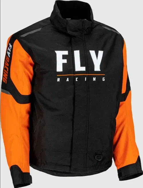 Fly Racing Outpost Jacket - Orange/Black, Small | Snowmobile Ready & Tough