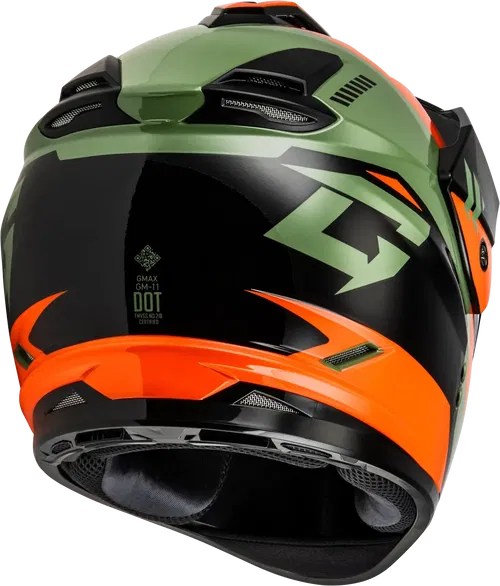 Gmax GM-11 Ronin Snow Helmet with Electric Shield (Orange/Green/Black, Large)