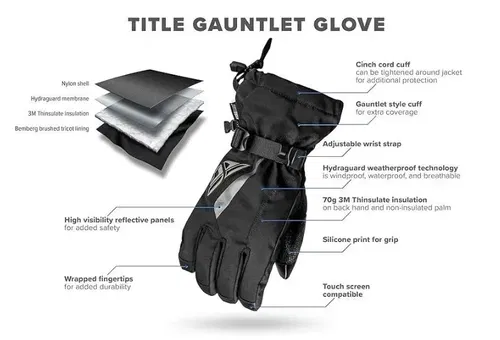 Fly Racing Title Gauntlet Winter & Cold Weather Gloves -  Windproof,