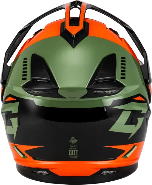 Gmax GM-11 Ronin Snow Helmet with Electric Shield (Orange/Green/Black, Small)