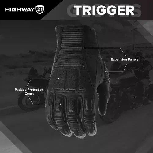 Highway 21 Trigger Motorcycle Riding Gloves (Black, Medium)