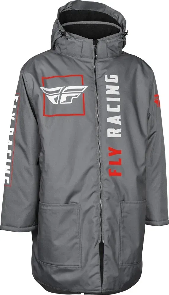 Fly Racing Pit Coat  (Grey/Red, One Size)