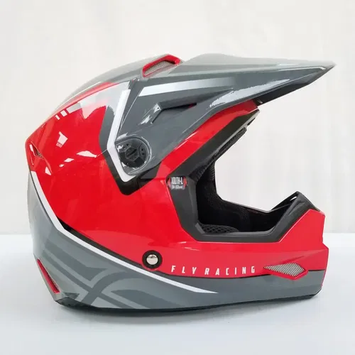 Fly Racing 2023 Kinetic Vision Helmet (Red/Grey, Youth Large)