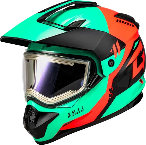 Gmax GM-11 Ronin Snow Helmet with Electric Shield (Black/Aqua/Coral, X-Large)