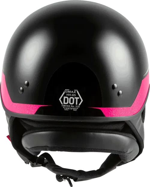 GMAX HH-65 Naked Motorcycle Street Half Helmet (Source Black/Pink, Medium)