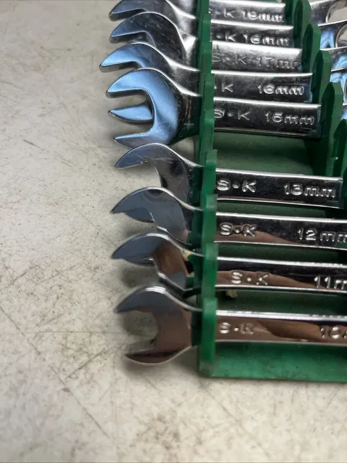 SK Tools Metric 9 Pc Short Handle 12 Pt Combination Wrench- (14mm Missing)