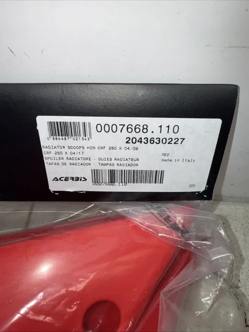 2007 HONDA CRF250R  Acerbis Complete Plastic Kit Set Red For HONDA CRF250R 06-09