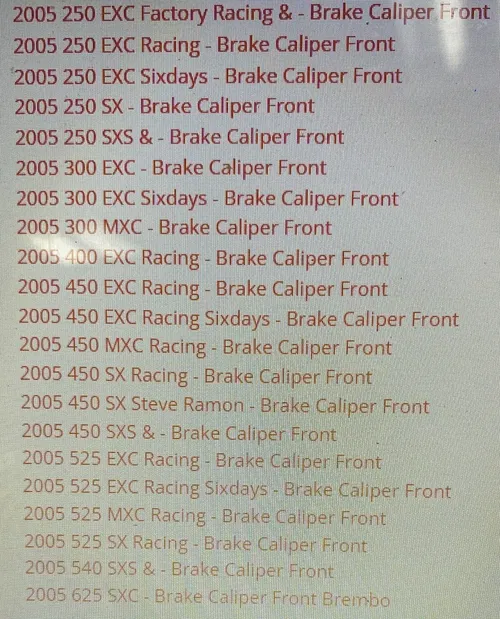 2004 KTM 125 EXC- OEM FRONT BRAKE PADS