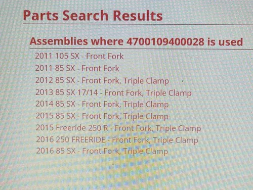 2016 KTM85SX Fork protector 47101094000