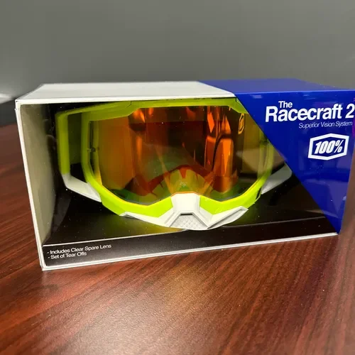 100% RACECRAFT 2 Goggle Yellow - Mirror Red Lens