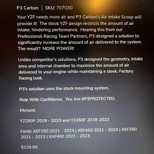 P3 Carbon Air Intake Scoop