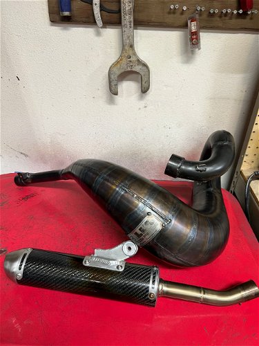 Bills Pipes Cone Pipe And Carbon Mx2 Silencer 03' Honda Cr250