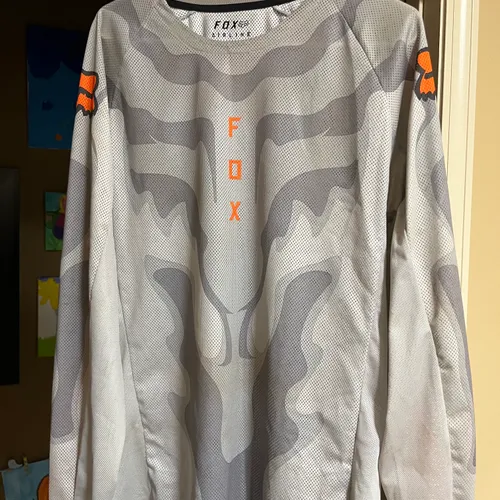 Fox Racing Airline EXO Motocross MX Jersey - Vented Mesh - Large - Gray/Orange