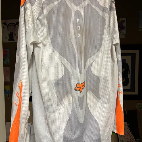 Fox Racing Airline EXO Motocross MX Jersey - Vented Mesh - Large - Gray/Orange