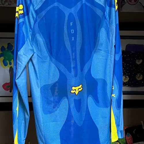 Fox Racing Airline EXO Motocross MX Jersey - Vented Mesh - Large - Blue/Yellow