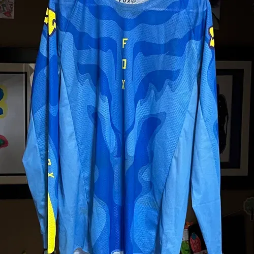 Fox Racing Airline EXO Motocross MX Jersey - Vented Mesh - Large - Blue/Yellow