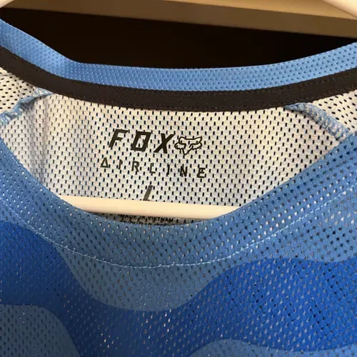 Fox Racing Airline EXO Motocross MX Jersey - Vented Mesh - Large - Blue/Yellow