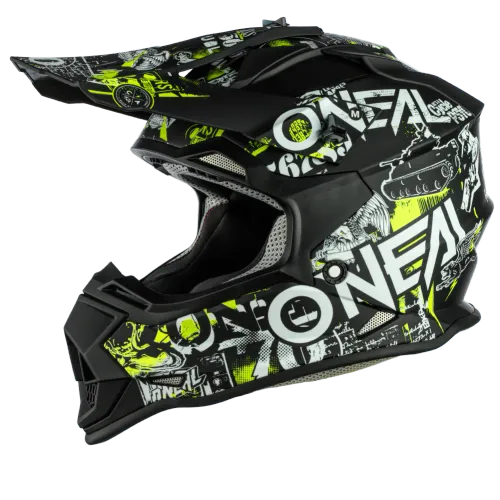O'Neal Youth 2 Series Attack Offroad Motocross Kids Helmet Black/Yellow ATV UTV 