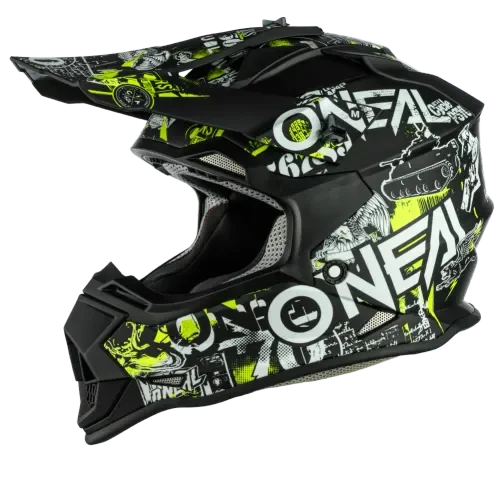 O'Neal Youth 2 Series Attack Offroad Motocross Kids Helmet Black/Yellow ATV UTV 