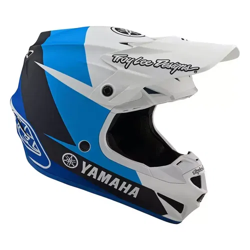 Troy Lee Designs Youth SE4 Polyacrylite MIPS Helmet TLD Yamaha L4 White / Blue