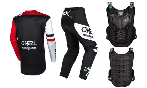 O'Neal 2025 Element Warhawk Jersey  Pant Chest Protector Combo Black/White/Red