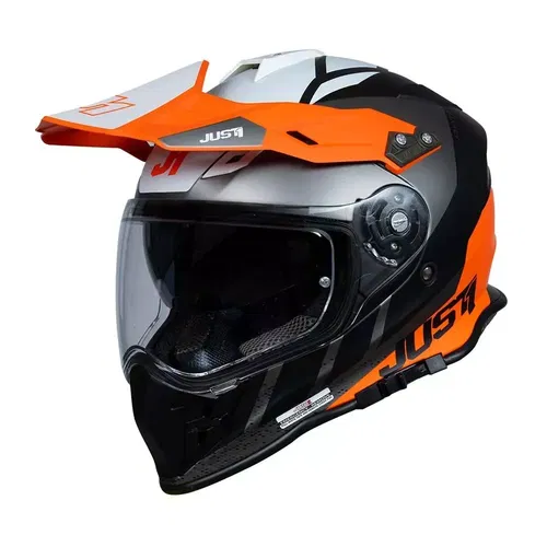 JUST1 J34 Pro Outerspace Adventure Dual Sport Helmet Black/Titanium/Orange