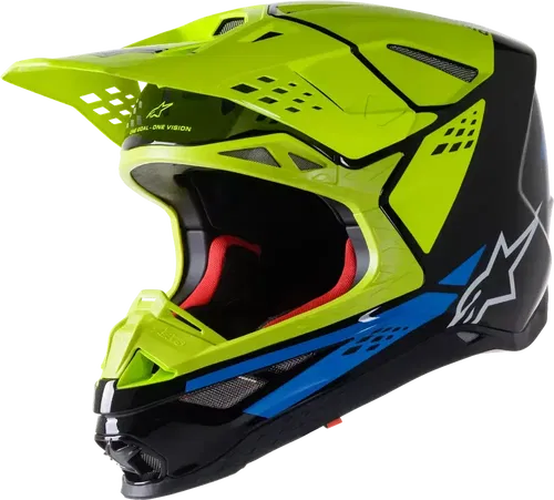 Alpinestars S.TECH S-M8 FACTORY HELMET BLK/YLW FLUO/BLUE GLOSSY XL