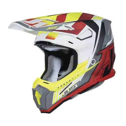 Just  1 J22F Frenetik Offroad Motocross Helmet Fire Fluo Yellow/Red/White
