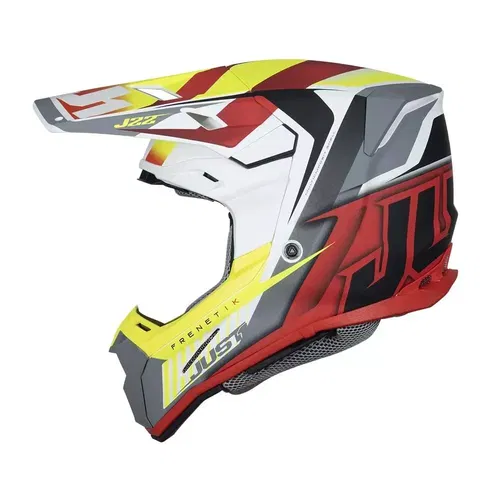 Just  1 J22F Frenetik Offroad Motocross Helmet Fire Fluo Yellow/Red/White