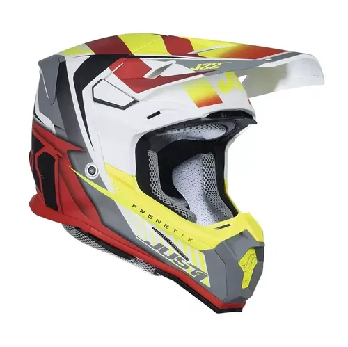Just  1 J22F Frenetik Offroad Motocross Helmet Fire Fluo Yellow/Red/White