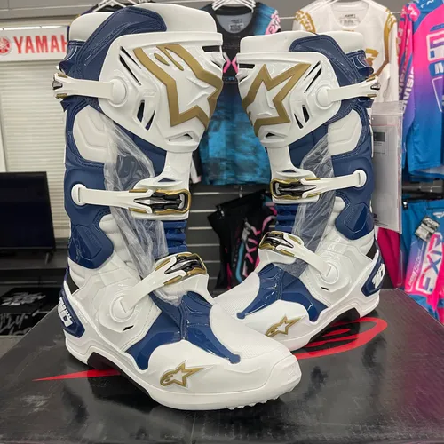 Alpinestar Tech 10 Limited Edition "tropical" Boots - White/Dark Blue/Gold