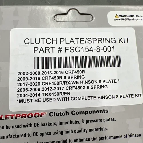 Hinson FSC Clutch Plate & Spring Kit CRF450R (8 Plate)