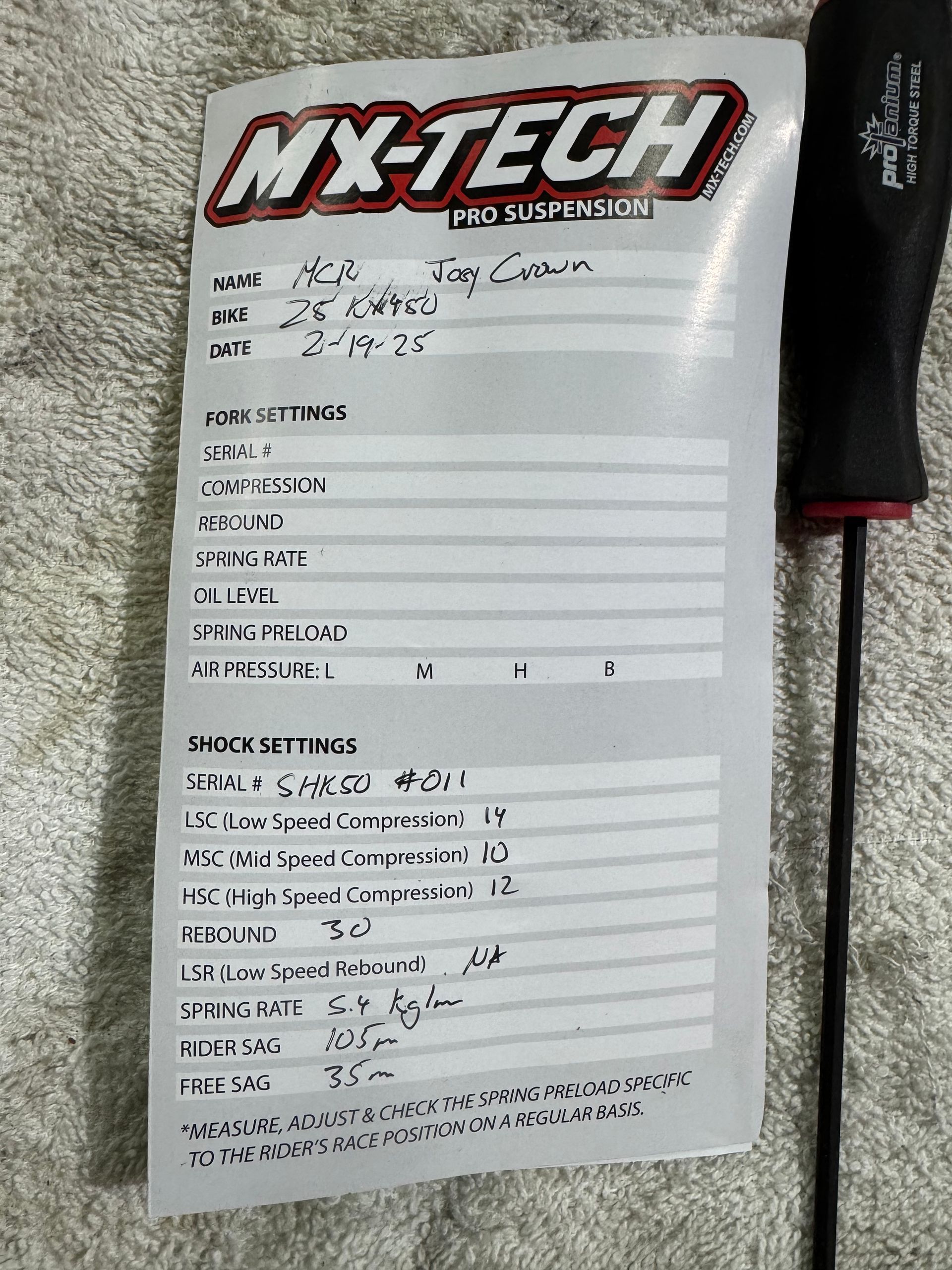 Mx-Tech National Shock For Kx 450f