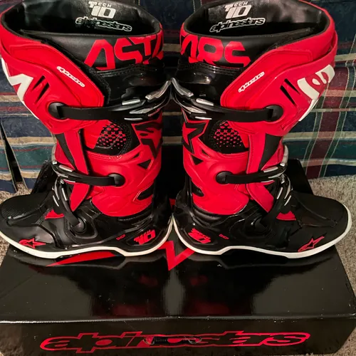 Alpinestar Tech 10 Black Red Boots Size:8
