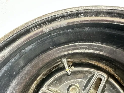 USED OEM 97-02 YAMAHA 350 WOLVERINE 4X4 BLACK REAR BACK WHEEL RIM 12X8