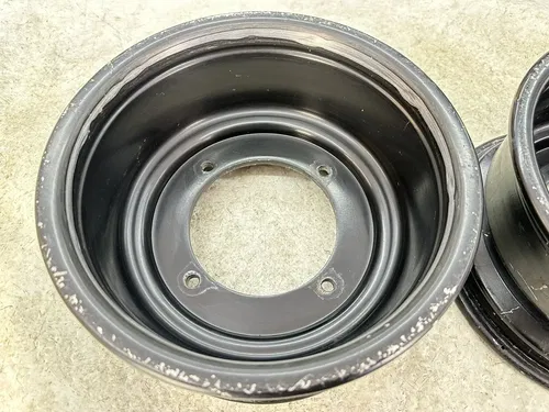 USED OEM 07-11 POLARIS OUTLAW 525 IRS S 450 MXR STOCK BLACK FRONT WHEEL RIM SET