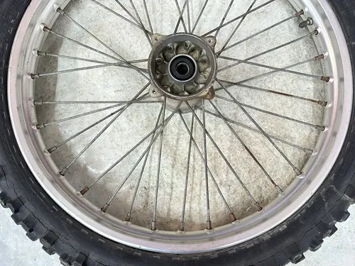 USED OEM 1990 90 1991 91 KAWASAKI KX125 KX 125 FRONT 21" WHEEL RIM & HUB ASSY