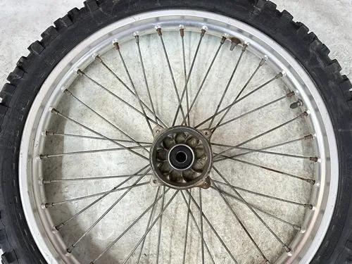 USED OEM 1990 90 1991 91 KAWASAKI KX125 KX 125 FRONT 21" WHEEL RIM & HUB ASSY