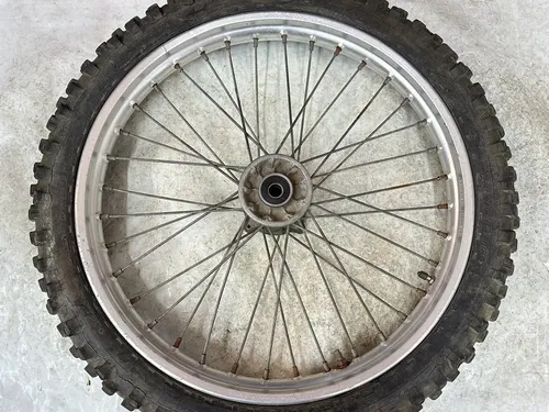 USED OEM 1990 90 1991 91 KAWASAKI KX125 KX 125 FRONT 21" WHEEL RIM & HUB ASSY