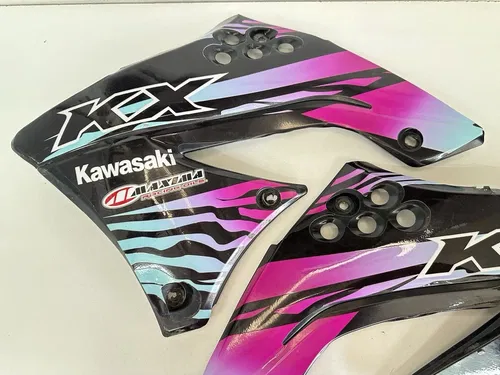 USED 09 10 11 KAWASAKI KX450F BLACK LEFT & RIGHT GAS TANK SHROUDS W GRAPHICS