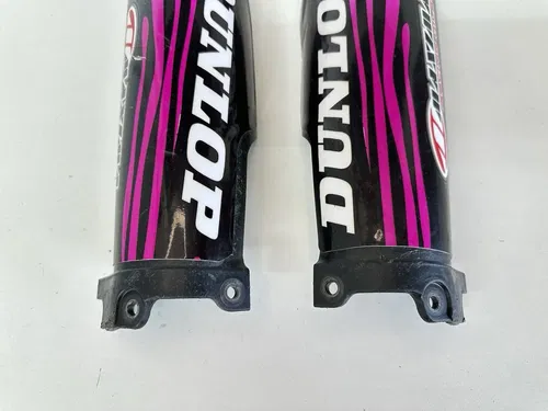 USED 09-15 KAWASAKI KX250F KX450F BLACK LOWER FORK GUARDS GUARD SET PAIR