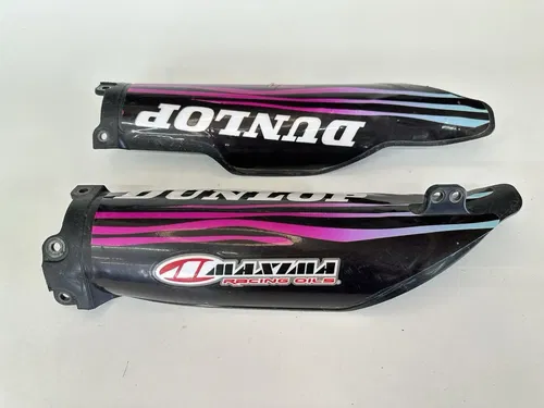 USED 09-15 KAWASAKI KX250F KX450F BLACK LOWER FORK GUARDS GUARD SET PAIR
