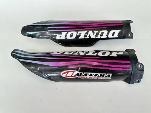 USED 09-15 KAWASAKI KX250F KX450F BLACK LOWER FORK GUARDS GUARD SET PAIR