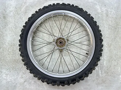 #2 USED OEM 90-01 SUZUKI RM 80 RM80 COMPLETE 17" FRONT WHEEL RIM & HUB ASSY