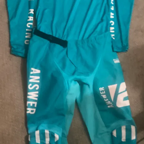 Answer Syncron Motocross Pants size 36 and XL Jersey Combo - Teal Blue color.
