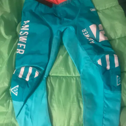 Answer Syncron Motocross Pants size 36 and XL Jersey Combo - Teal Blue color.
