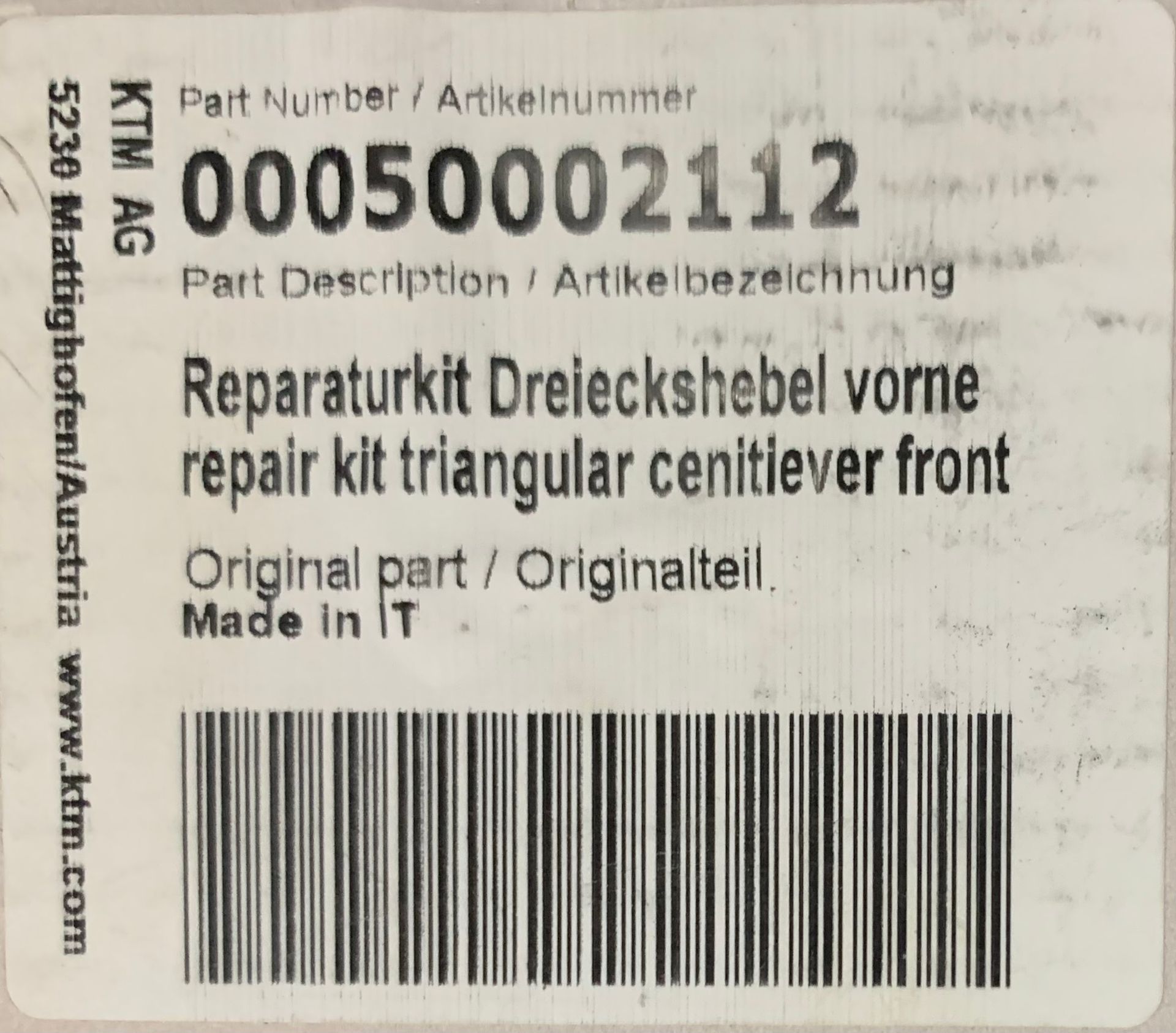 KTM OEM Triangle Lever Repair Kit Front 