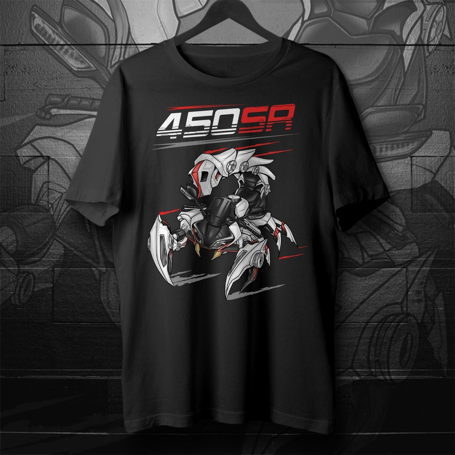 CFMoto 450SR 2024 Nebula White on T-shirt, Motorcycle Tee for Riders